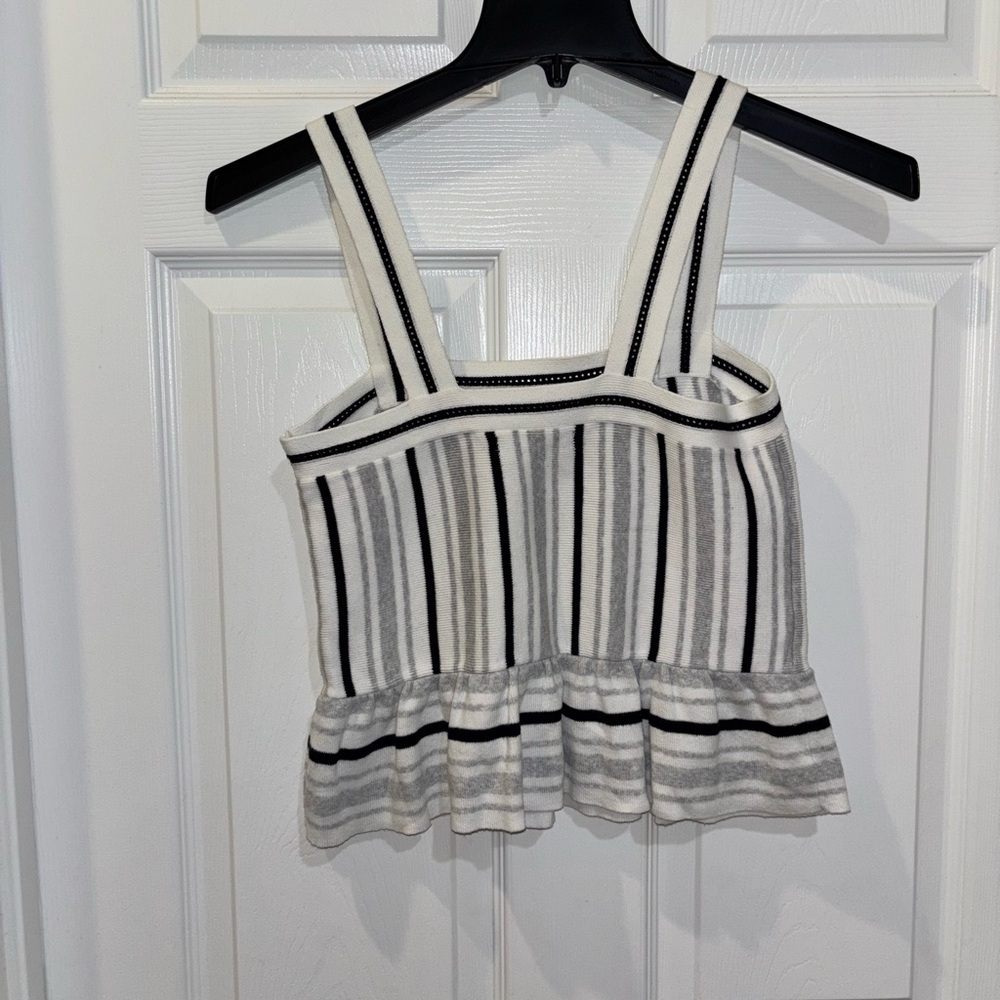 Banana Republic Black White Cotton Sweater Knit Peplum Ruffle Tank Top SZ XS​​​ - Picture 3 of 7